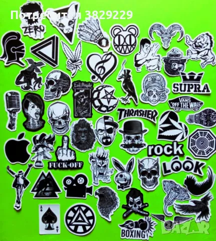 Стикери SPITFIRE BG SKULL GTA ROCK HORROR комплект 50 бр, снимка 4 - Други - 50031470