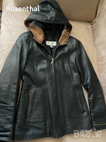 Дамско кожено яке с качулка, естествена телешка кожа, снимка 6 - Якета - 38518518