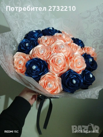 Ръчно изработени букети , снимка 5 - Изкуствени цветя - 53924320