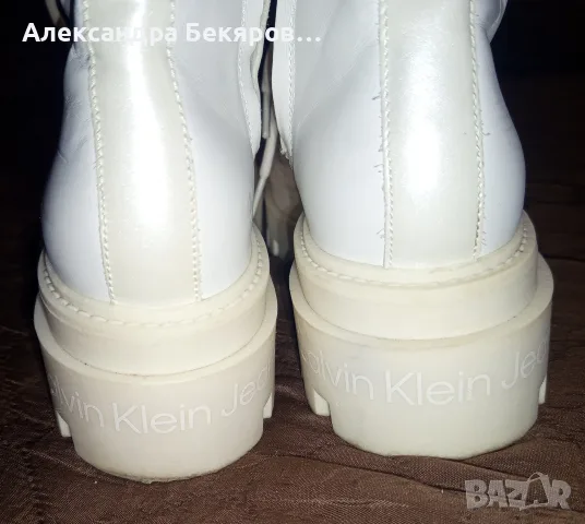 Бели боти Calvin Klein Jeans , снимка 4 - Дамски апрески - 55754985