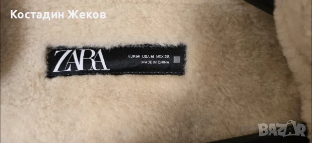 Ново. Дамско кафяво палто от изкуствен велур и изкуствена овча кожа (faux shearling) . ZARA ., снимка 10 - Палта, манта - 56047311