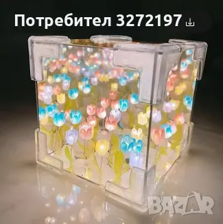 Ръчно изработена LED нощна лампа с изкуствени цветя 21 бр. - ЛАЛЕТА ,Направи си сам, снимка 4 - Настолни лампи - 50303144