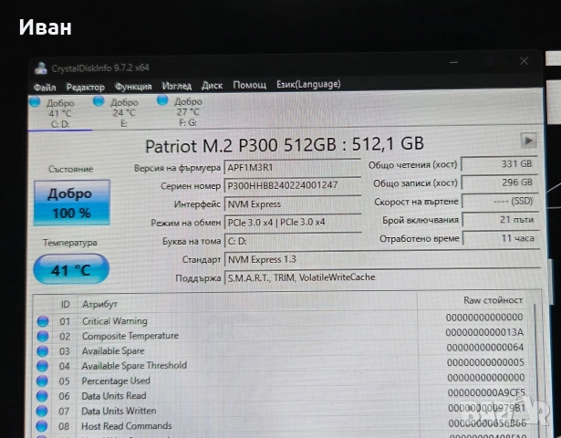 Ново m.2 nvme 512GB SSD Patriot, снимка 2 - Твърди дискове - 54221707