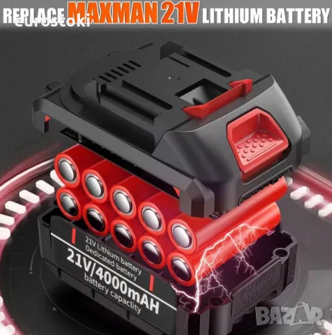 Комплект Li-Ion акумулаторна батерия 2 броя + зарядно устройство, 21V / 4000mAh, съвместими с Makita, снимка 2 - Други инструменти - 56184696