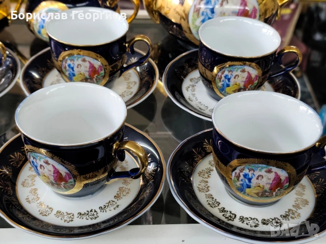 Порцеланов сервиз за кафе Thun karlovarsky original kobalt, снимка 6 - Сервизи - 53258983