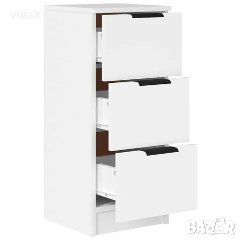 vidaXL Сайдборди, 2 бр, бели, 30x30x70 см, инженерно дърво, снимка 5 - Бюфети - 56148034