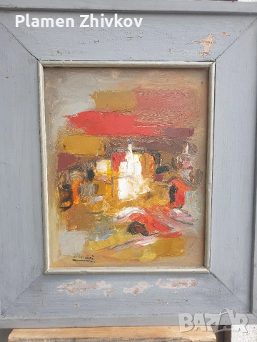 стара картина Масло на фазер , снимка 2 - Картини - 53876224