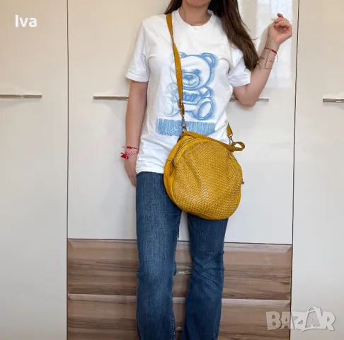 Кръгла чанта естествена кожа, снимка 2 - Чанти - 49347511