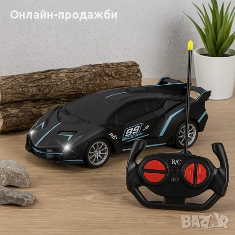 Високоскоростна дрифт кола с дистанционно управление – състезателна играчка с LED светлини 