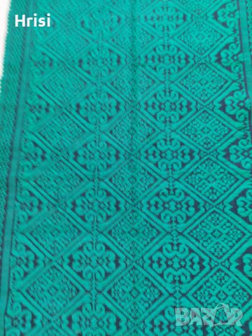 Ръчно тъкано вълнено килимче/постелка с ресни, снимка 2 - Други - 38326779