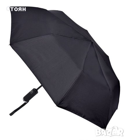 Автоматичен черен чадър за дъжд с гумирана дръжка 31,5 см, снимка 3 - Други - 42876844