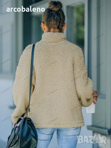 Дамско есенно-зимно топло яке с имитация на агнешки косъм, 6цвята , снимка 15 - Якета - 42090914