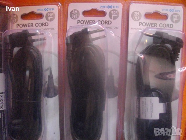 Нов ХОЛАНДСКИ Захранващ Кабел 3м За Лаптоп/Касетофон/Телевизор-Ъглов Конектор 2Пина-2х0,75мм-MAXTER, снимка 4 - Друга електроника - 42760283