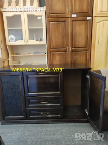 Скрин с чекмеджета и остъклени врати-МАСИВ в цвят, снимка 3 - Скринове - 37315122