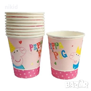 Пепа Пиг peppa pig pepa с корона 10 бр картонени чаши парти рожден ден, снимка 2 - Чаши - 22109443