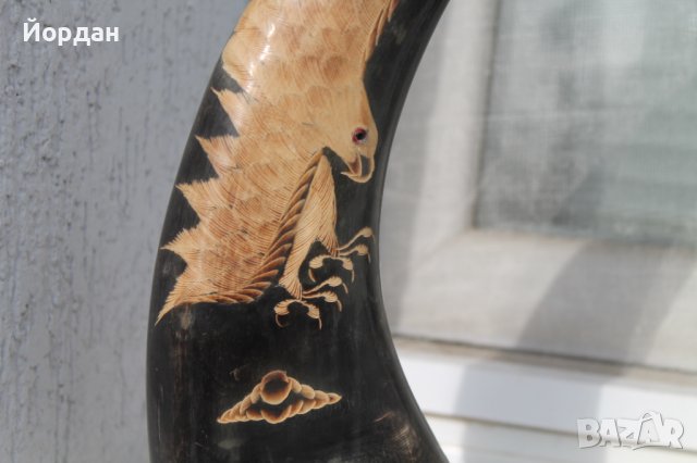 Два рога с резби , снимка 3 - Колекции - 38387450