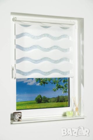 K-home Klemmfix двойна ролетна щора "Вълна" без пробиване - бяла 70 см x 150 см (Ш x Д), снимка 4 - Щори - 40306371