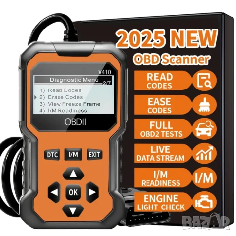 Full OBD2 EOBD автомобилен диагностичен кодочетец V410 , снимка 3 - Аксесоари и консумативи - 50675053