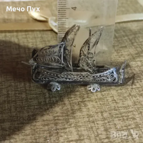 Сребърна миниатюра на стара римска галера - филигран, снимка 9 - Антикварни и старинни предмети - 49786236