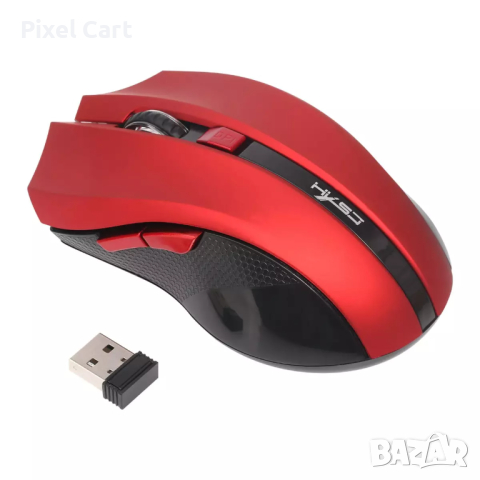Геймърска Безжична USB оптична 6D мишка с до 2400 DPI, цвят - Червено/Черно, снимка 2 - Клавиатури и мишки - 44810772