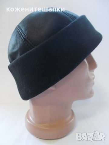 Мъжка кожена шапка,черна-18, снимка 2 - Шапки - 30929222