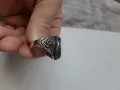 Уникален мъжки бутиков сребърен пръстен с оникси, снимка 7
