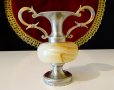 Посребрена амфора,ваза,свещник,бял оникс. , снимка 1