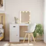vidaXL Тоалетка с LED лампи, бяла, 90x42x132,5 см, снимка 2