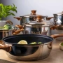 Комплект съдове за готвене от 12 части – Неръждаема стомана, равномерно нагряване и лесна поддръжка, снимка 2