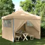 vidaXL Сгъваема парти шатра pop-up с 4 странични стени бежова, снимка 2