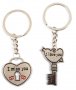 Ключодържател Love, Ключ и сърце, Метален, Комплект 2 броя, снимка 1 - Романтични подаръци - 37606974