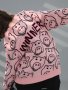 Oversized Harajuku Пуловер розов прасета pig winner, снимка 1