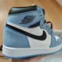 Чисто Нови Оригинални Обувки Nike Air Jordan 1 High Retro University Blue Heritage 43 Размер Номер, снимка 11