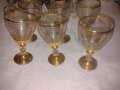 Антикварен сервиз за ракия  гравирани чаши богато позлатени с широк златен кант , снимка 1 - Антикварни и старинни предмети - 39096206