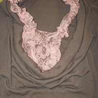 Дамска блуза трико и дантела, размер М, снимка 2 - Блузи с дълъг ръкав и пуловери - 37890730