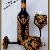 Комплект от бутилка и две чаши, снимка 2 - Декорация за дома - 30145516