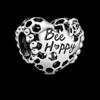 Сребърен елемент Пандора сърце,"Bee happy"/нов, снимка 1 - Колиета, медальони, синджири - 40249815