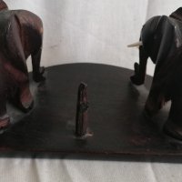 Абанос дърворезба африкански слонове бивници кост, снимка 1 - Други ценни предмети - 31318976