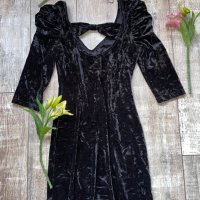 Нова парти официална коктейлна рокля черно кадифе еластична , снимка 6 - Рокли - 39059156