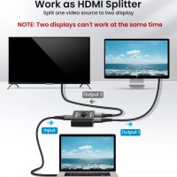   4K @60HZ HDMI сплитер-алуминиев двупосочен, 2 x 1/1 x 2, HDCP2.2 4K 3D за Xbox PS, РС, HDTV, снимка 3 - Части и Платки - 37795067