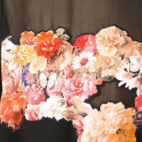 GIVENCHY Black Floral & Butterfly Silk Дамска Копринена Блуза тип Пуловер size 36, снимка 5 - Блузи с дълъг ръкав и пуловери - 42320782