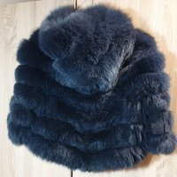 Палто от естествен косъм в тъмно син цвят, снимка 4 - Якета - 38721395