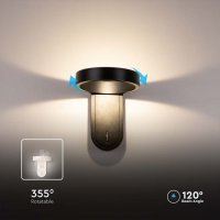 LED Аплик 5W Черен 2in1 Смяна на светлината, снимка 5 - Лампи за стена - 42078523