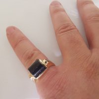 Златен пръстен с авантюрин и циркони , снимка 10 - Пръстени - 38997813