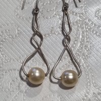 Сребърни обеци 925 с перли , снимка 1 - Обеци - 44279302