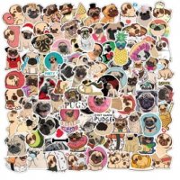 50 бр мопс кучета куче самозалепващи лепенки стикери за украса декор картонена торта, снимка 2 - Други - 35131433
