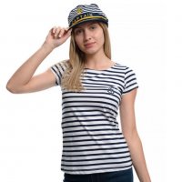Нов дамски моряшки сет: тениска и капитанска шапка, снимка 5 - Тениски - 29975158