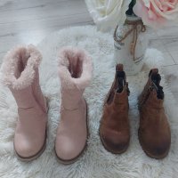 Естествена кожа детски обувки TIMBERLAND,  розови ботуши с пух , снимка 2 - Детски боти и ботуши - 39842098