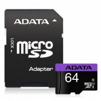 Карта памет 64GB ADATA micro SDXC+SD адаптер, Class 10, снимка 2 - USB Flash памети - 33694902