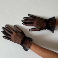 Къси дамски черни тюлени ръкавици с маншети 8562, снимка 4 - Ръкавици - 44293251